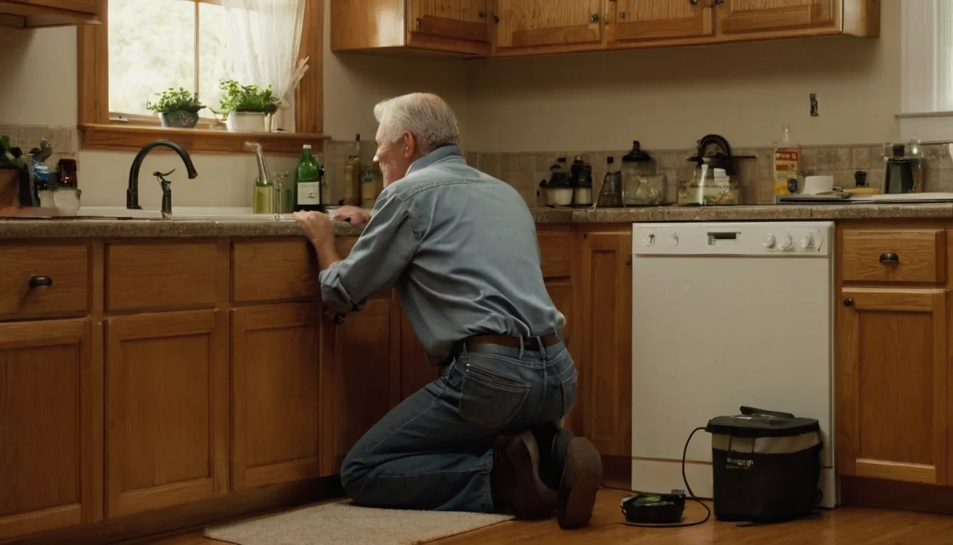 A local pest control provider inspecting a kitchen baseboard with a homeowner in Denver